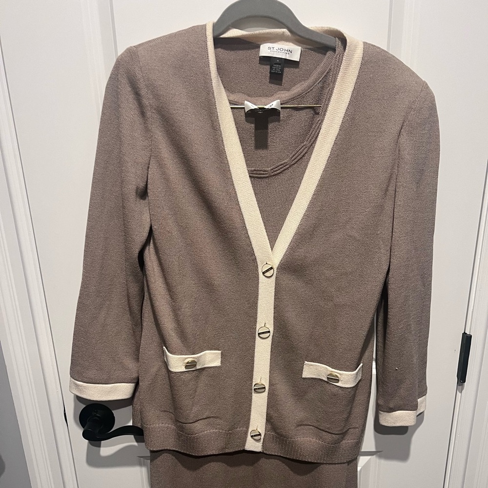 st. john cardigan and matching dress